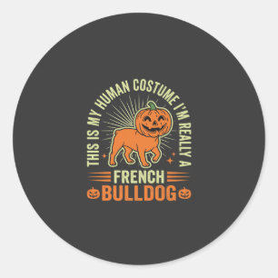 Sticker Rond Conception de costume humain drôle de French Bulld
