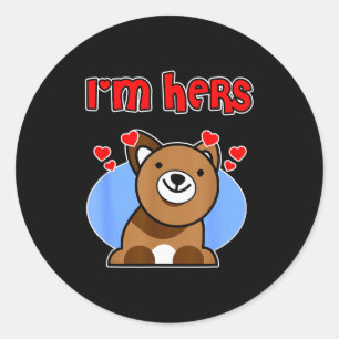 Sticker Rond Conception de couple de la Saint-Valentin pour hom