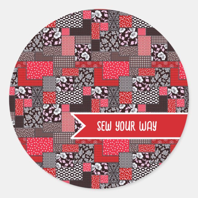 Sticker Rond Conception de couture personnalisée Patchwork Coud (Devant)