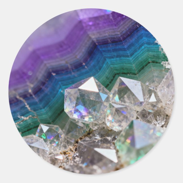 Sticker Rond Conception de cristal vibrant de fusion de quartz  (Devant)