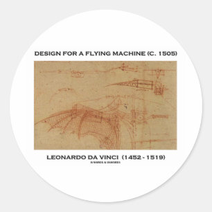Sticker Rond Conception de da Vinci pour une machine de vol