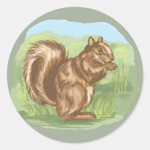 Sticker Rond Conception de dessin animé de vie forestière d'écu