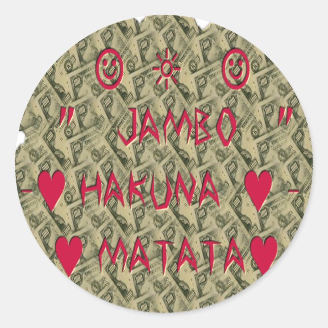 Sticker Rond Conception de dessin d'art d'impression Hakuna Mat (Devant)