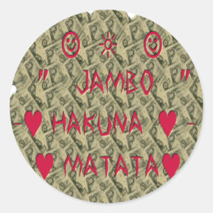 Sticker Rond Conception de dessin d'art d'impression Hakuna Mat