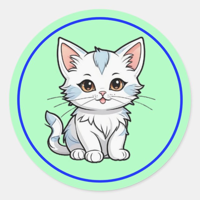 Sticker Rond Conception de dessin en ligne de dessin animé de c (Devant)