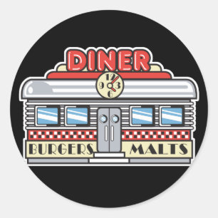 Sticker Rond conception de diner rétro