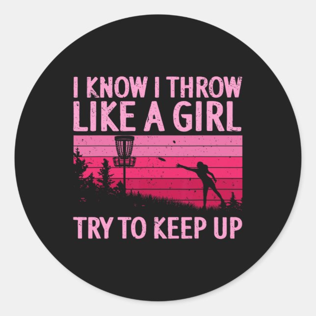Sticker Rond Conception de disque de golf cool pour femmes fill (Devant)