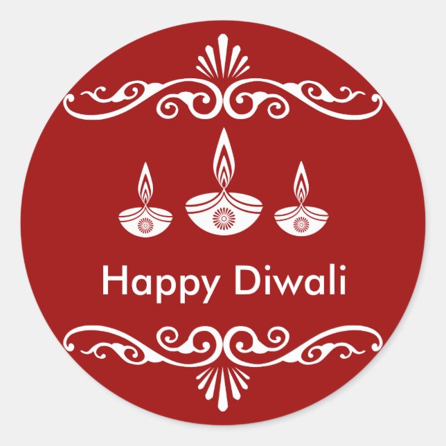 Sticker Rond Conception de Diwali décoratif personnalisée (Devant)