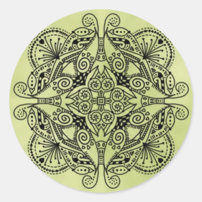 Sticker Rond Conception de doodle vert (Devant)