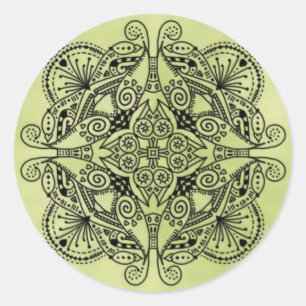 Sticker Rond Conception de doodle vert