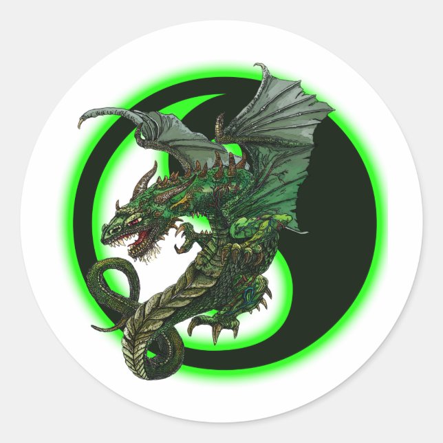 Sticker Rond Conception de dragon (Devant)