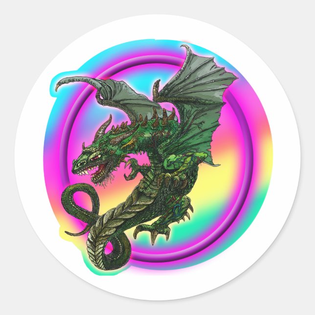 Sticker Rond Conception de dragon (Devant)