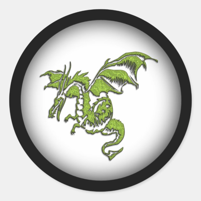 Sticker Rond Conception de dragon volant (Devant)