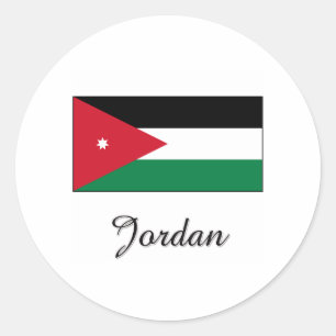 Sticker Rond Conception de drapeau de la Jordanie