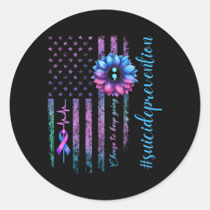 Sticker Rond Conception de drapeau de point-virgule de sensibil