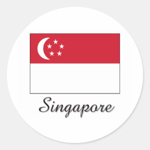 Sticker Rond Conception de drapeau de Singapour