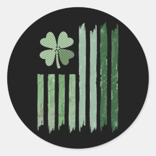 Sticker Rond Conception de drapeau de trèfle en détresse Vintag