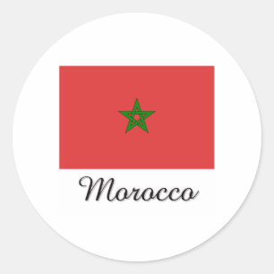 Sticker Rond Conception de drapeau du Maroc