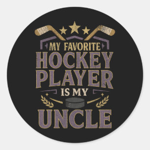 Sticker Rond Conception de fan de l'oncle de hockey Citation de