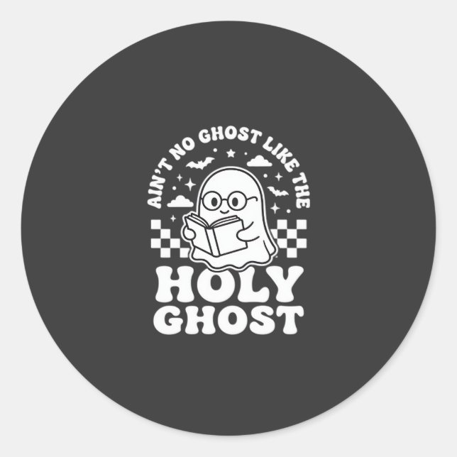 Sticker Rond Conception de fantôme Halloween rétro Saint-Esprit (Devant)