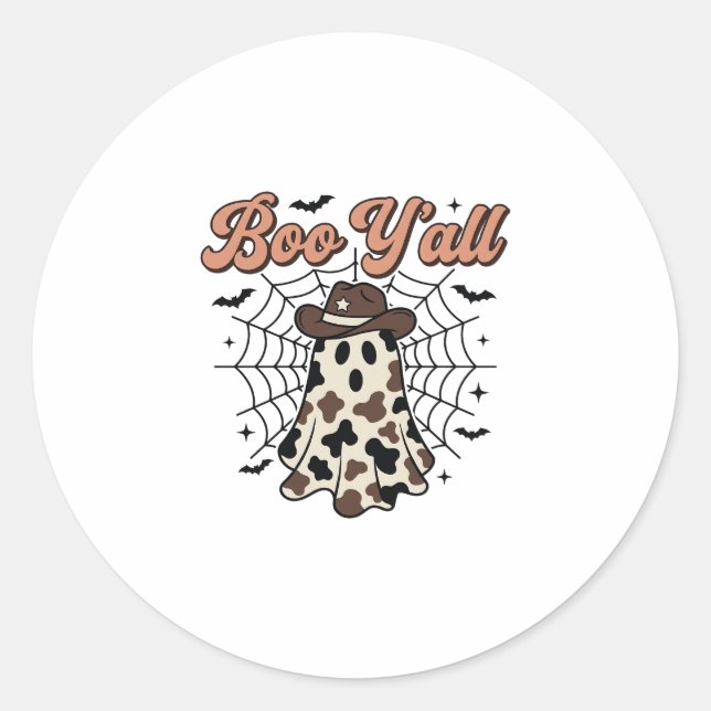 Sticker Rond Conception de fantôme occidental Halloween Boo Yal (Devant)