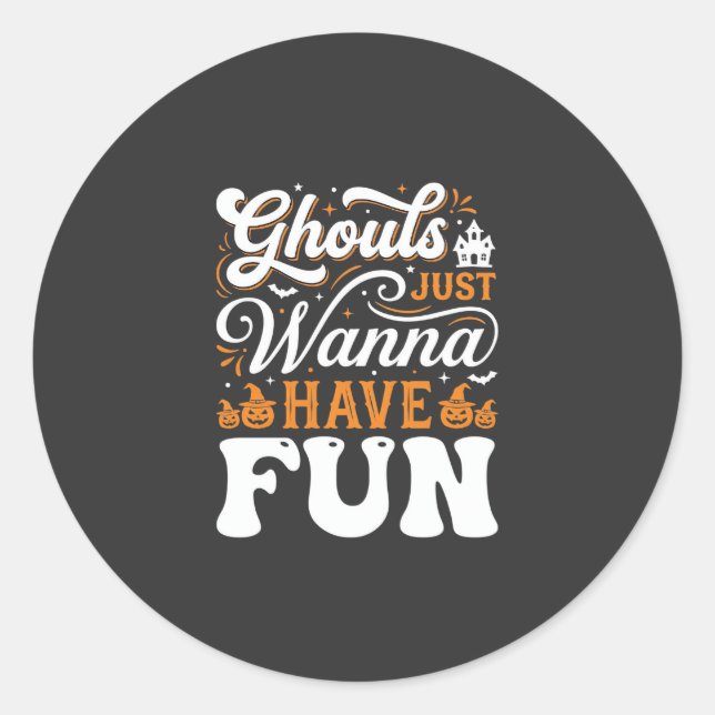 Sticker Rond Conception de fantômes d'Halloween qui veulent jus (Devant)