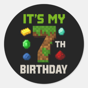 Sticker Rond Conception de fête pour enfants gamers d'anniversa