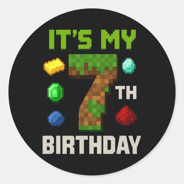 Sticker Rond Conception de fête pour enfants gamers d'anniversa (Devant)