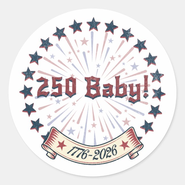 Sticker Rond Conception de feux d'artifice patriotiques 250 Bab (Devant)