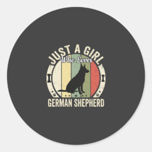 Sticker Rond Conception de fille de berger allemand amoureuse d