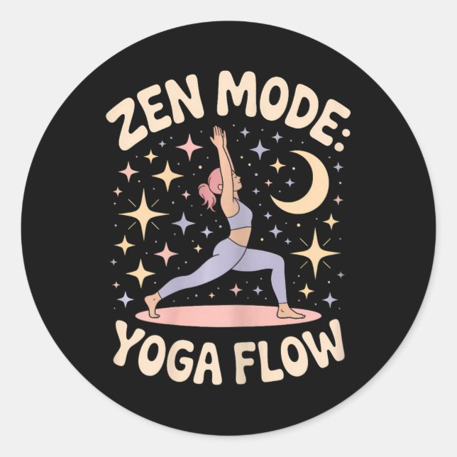 Sticker Rond Conception de fitness de méditation rétro de flux  (Devant)