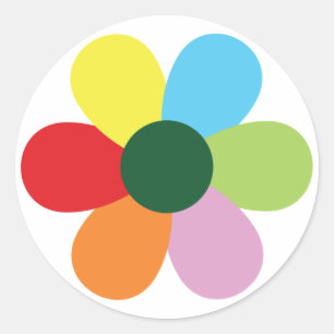 Sticker Rond Conception de fleur d'arc-en-ciel