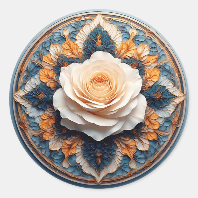 Sticker Rond Conception de fleurs complexe (Devant)