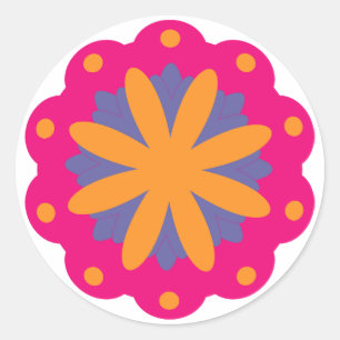 Sticker Rond Conception de fleurs géométriques audacieuse