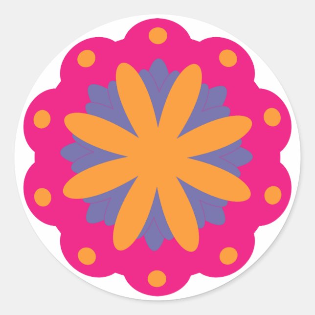 Sticker Rond Conception de fleurs géométriques audacieuse (Devant)