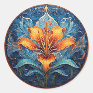 Sticker Rond Conception de fleurs mandala colorées