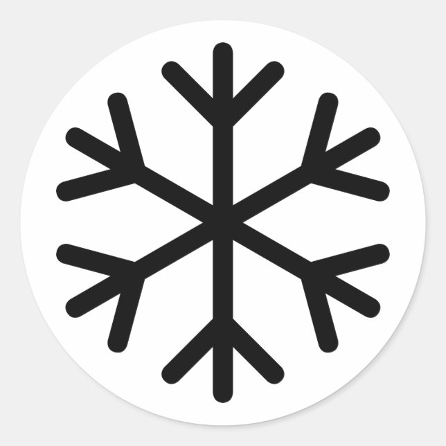 Sticker Rond Conception de flocon de neige noir (Devant)