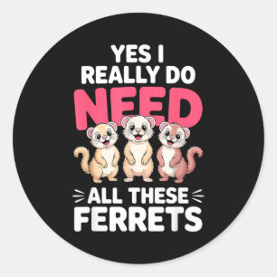Sticker Rond Conception de furet mignon pour hommes femmes enfa
