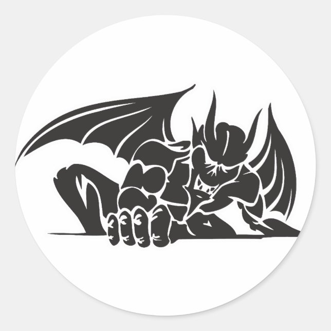 Sticker Rond conception de gargouille tribale (Devant)