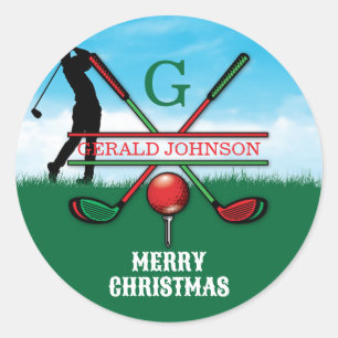 Sticker Rond Conception de golf de Noël personnalisée pour les 