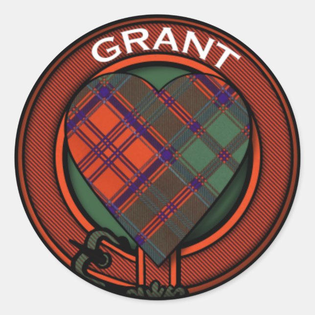 Sticker Rond Conception de Grant Heart Tartan (Devant)
