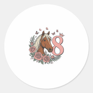 Sticker Rond Conception de gravure vintage florale pour le 8e a