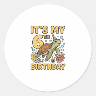 Sticker Rond Conception de gravure vintage tortue marine 6ème a
