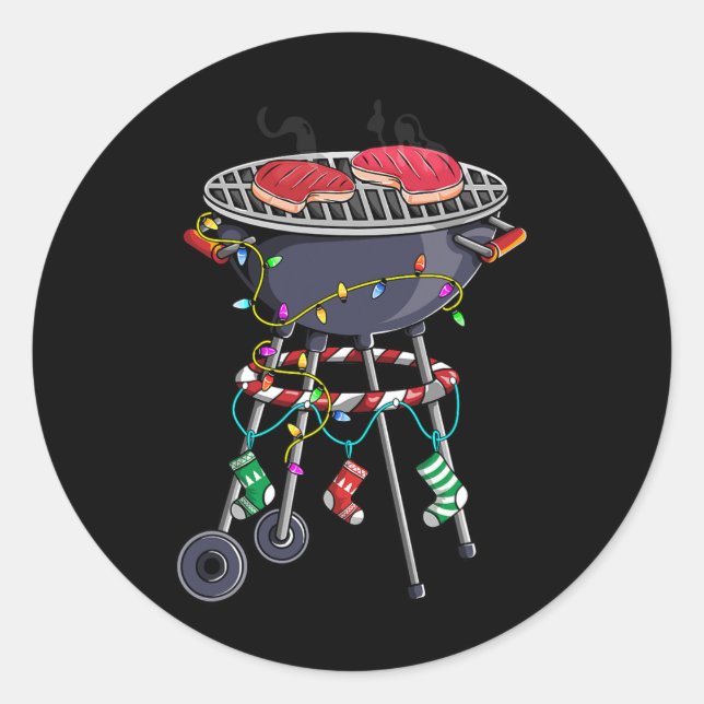 Sticker Rond Conception de grillée de Noël pour Noël à thème (Devant)