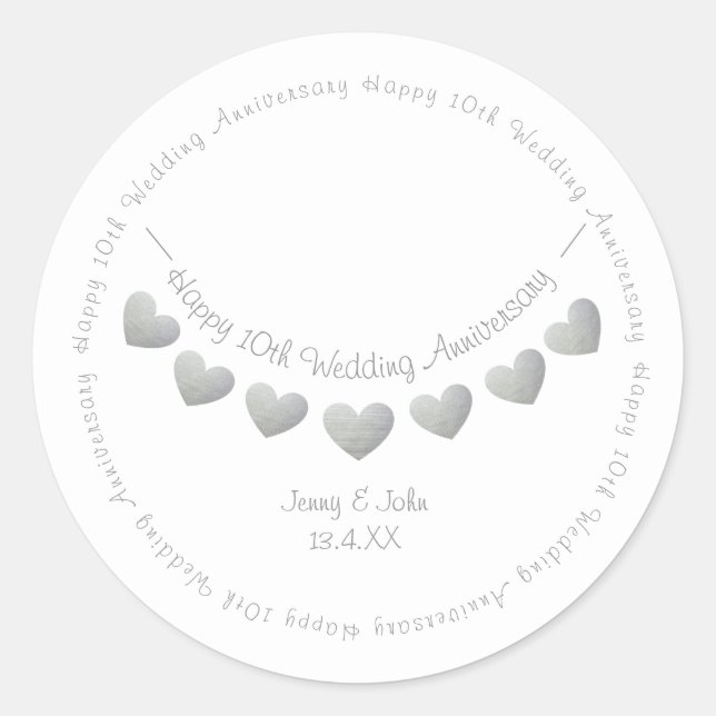 Sticker Rond Conception de guirlande pour les 10 ans de mariage (Devant)