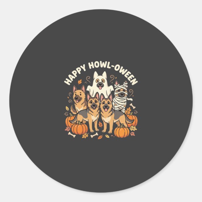 Sticker Rond Conception de Howl-Oween Halloween fantôme Berger  (Devant)