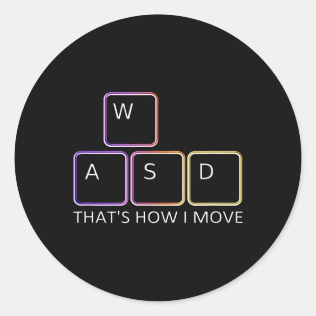 Sticker Rond Conception de jeu Wasd - Graphique de clavier de j (Devant)
