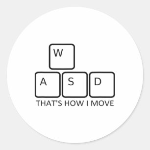 Sticker Rond Conception de jeu Wasd - Graphique de clavier de j