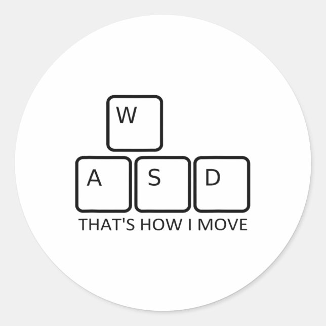 Sticker Rond Conception de jeu Wasd - Graphique de clavier de j (Devant)