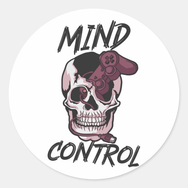 Sticker Rond Conception de jeux de contrôle mental (Devant)